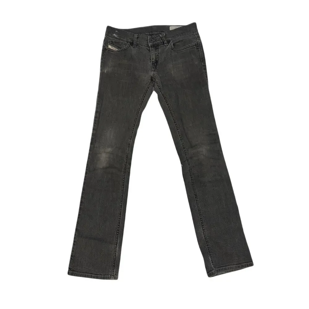 Diesel Liv Jeans 26x30 Made in Italy Gray Wash Stretch Straight Leg - Picture 2 of 13